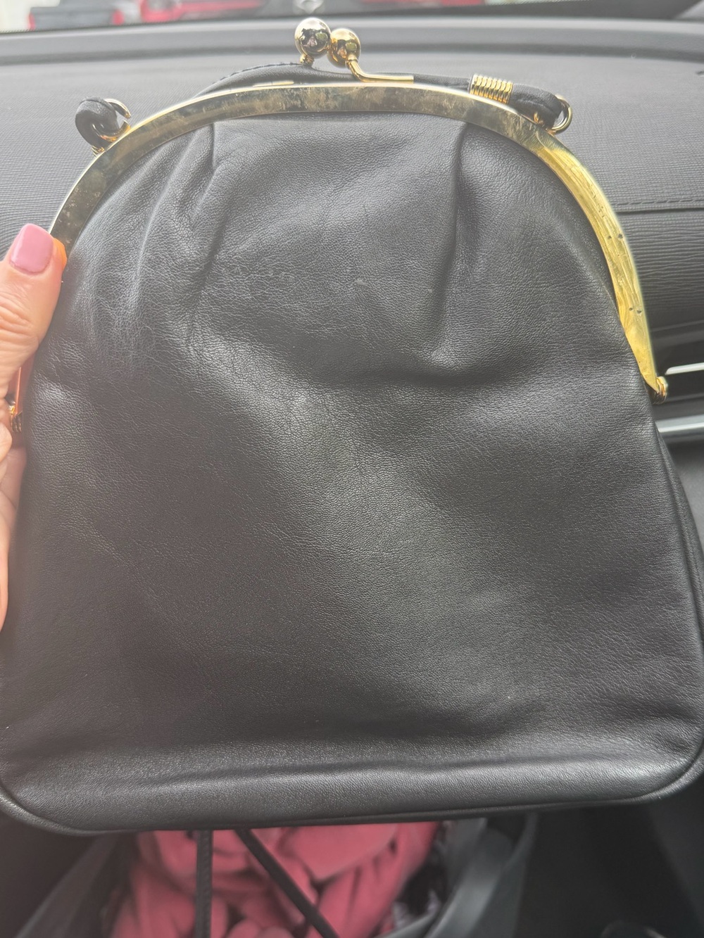 Classic Black Frame-Top Women's Handbag